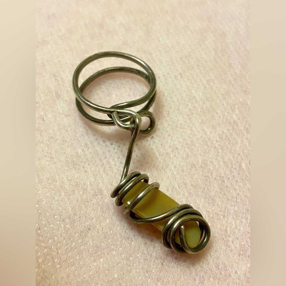 Elegant Wire-Wrapped Yellow Stone Ring
